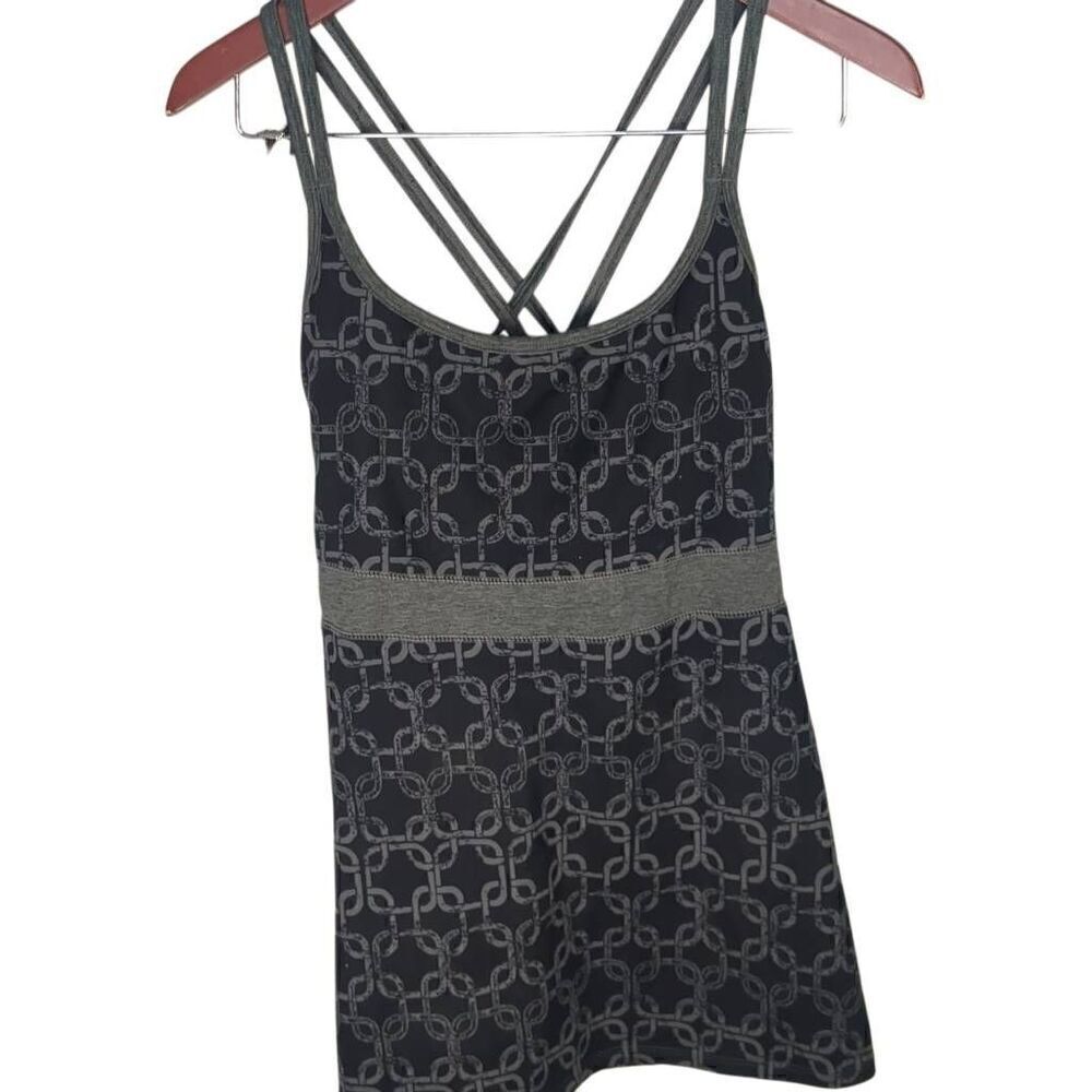 Soybu Athleisure Athletic Tank Gray Black Pattern Strappy M Medium Built In Bra